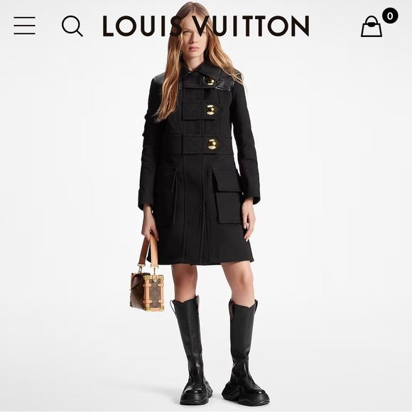 Louis Vuitton Leather Accent Snap Button Coat - Picture 4 of 6